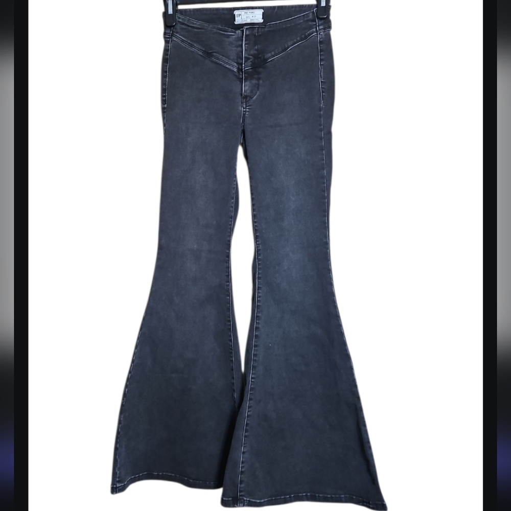 NWOT Free People Black Flare Bell Bottom Jeans - Picture 3 of 10